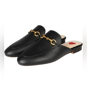 ARQA Mules Almond Toe Leather Flats Comfort Loafers Buckle Mule Size 8 NWOB